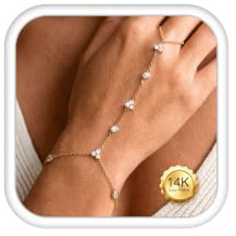 Kakonia Bracelet Femme Or Argent Bracelet Bague Chaine de Main Acier Inoxydable Réglable Bracelets Chaine Imperméable Empilables Chaîne Main Poignet-Doigt Bijoux Cadeau pour Femme