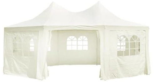 Yisssmeng Tienda de campaña de repuesto para fiestas de 6 x 4,4 x 3,3 m, carpa de repuesto con 8 paredes laterales, lona para fiestas en el jardín, con ventanas arqueadas, color crema, poliéster (solo