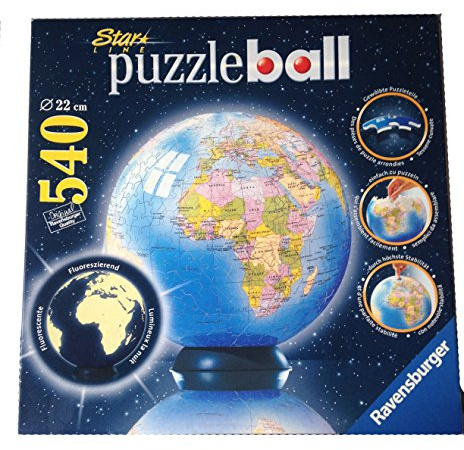 Ravensburger - Puzzleball 540 Teile - Erdkugel Starline, leuchtet im Dunkeln