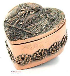 lachineuse - Boite Cœur - 8 x 7,5 x 5 cm - Décoration Égypte Antique - Coffret Égyptien à Bijoux, Clés, Montre - Saint-Valentin, Amour - Idée Cadeau Déco Rangement Urne - Coloris Métal