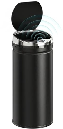 HOMCOM 42L Round Sensor Bin with Quiet Soft-Close Lid, Black