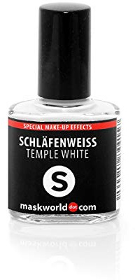 Maskworld Professionelles Schläfenweiß - Haarlack für Schläfen weiß mit Pinsel für Halloween, Karneval, Motto-Party, LARP & Fantasy