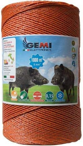 Gemi Weidezaunlitze für den Weidezaun 8 Drähte Leiter 1000 Mt 6 mm² Litze Weidezaunseil Elektrozaun für Schafe, Rinder, Schweine Wildschweine und Rehe