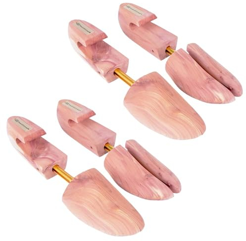 FootFitter Shoe Trees for Men, Best Wide Heel Split Toe Aromatic Cedar Boot Tree, USA Grown Wood - DW29, Pack of 2 (Men's Medium (8-9.5))