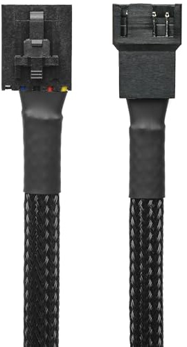 CRJ 5-Pin PWM PC Fan Adapter Cable for Dell Motherboards - 6-inch (15cm), Black Sleeved - Connect Standard 4-Pin Computer Fans to Dell Latching 5-Pin Fan Headers
