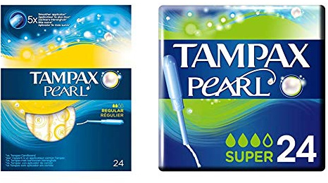 Tampax Pearl Regular Tampons mit Applikator, 24 Stück & Tampons Pearl Super, 24 Stück