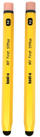KOOL-U Stylus Pens for Kids, Hexagon Shaped Like a Real Pencil, Compatible with All Touch Screen Devices - Apple IPAD, iPhone, Samsung Galaxy Tab, Amazon Fire - 2 Pack