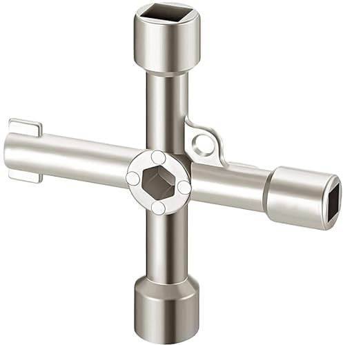CABLEPELADO Llave Multifuncional de 4 puntas | para Contador Agua, Armario Eléctrico, ascensor, contador gas, válvulas | Plateado