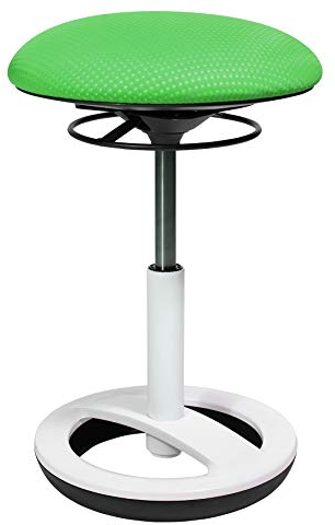 Topstar Sitness Bob - Taburete ergonómico, taburete de trabajo, taburete de oficina con efecto oscilación, altura regulable, reposapiés lacado en blanco, tapizado de tela, color verde