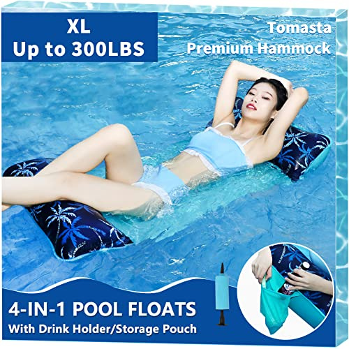 Swimming floats adults Inflatable lilo foaties, Resuable luxury Pool Hammock, 5-1 Multifunction pool Lounger-Chair-Raft-Drifter-Saddle-Dink holer, Soft and Comfortable for Quality Vacation, blue