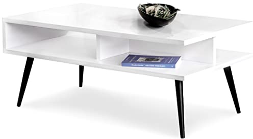 MeblePitus.pl Couchtisch - Couchtisch aus Holz - doppeltes Bücherregal - dekorativ, Designer, modernistischer Look, minimalistischer Stil - komplett aus Holz