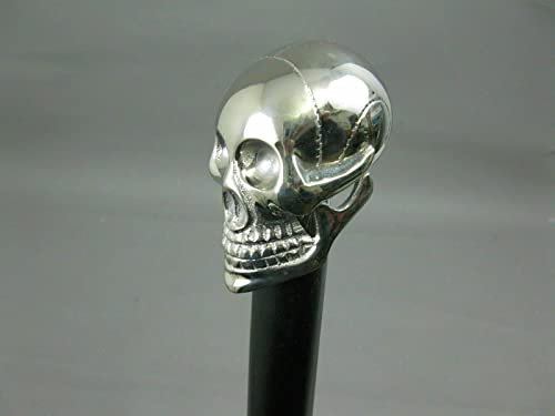Gehstock mit antikem Totenkopf-Motiv, Messinggriff, Vintage-Stil, als Geschenk