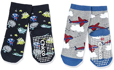 Chicco Set de 2 Pares de Calcetines Antideslizantes Niños de Algodón NOS NOS