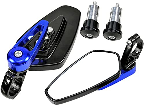 ETOPARS Espejos retrovisores para motocicleta, 22 mm, 7/8 pulgadas, espejos laterales de aluminio, espejo convexo ajustable de 360 grados, color azul