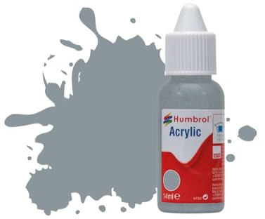 Humbrol Acrylic Paint DB0087 No 87 Steel Grey Matt | Matt (14ml), Acrylic Paints for Models, Plastic, Metal, Wood, Glass, Ceramics and More, Touch Up Coat