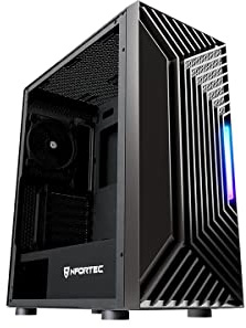 Nfortec Nervia Torre Gaming Mid Tower ATX con 3 Ventiladores PWM, Frontal mallado, Cristal Templado – Color Negro