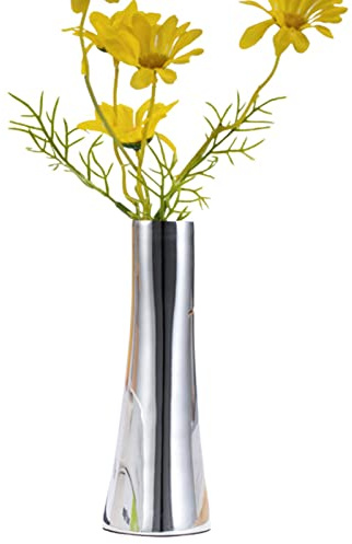 PIGMANA Jarrón decorativo de acero inoxidable | Floreros de escritorio de acero inoxidable centro de mesa – Floreros modernos para decoración de restaurante, hogar y oficina, 6.7 pulgadas de altura