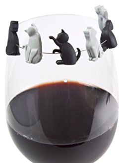 Winkee Kätzchen Glasmarker 6er Set Weinglasmarkierer aus Silikon | Wiederverwendbare Drink Marker für Wein-, Trink- und Getränkegläser, praktisches Party-Zubehör im Tierdesign