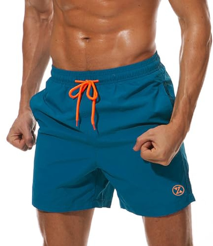 ZOXOZ Pantaloncini Corti Uomo Blu Malachite XL, Tessuto Nylon Asciugatura Rapida, Tasche Laterali e Posteriore, Fodera in Rete, Ideale per Attività Acquatiche e Sport in Spiaggia