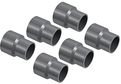 PATIKIL 6 Stück PVC Reduzierung Rohr Verschraubung 40x32mm Grau | Gerade Kupplung Adapter Stecker