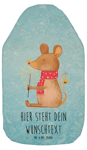 Mr. & Mrs. Panda Personalisierte Wärmflasche Maus Weihnachten - Eisblau