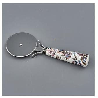 ARTE DEGLI ARGENTI BOMBONIERA NOZZE MATRIMONIO TAGLIAPIZZA con MANICO CERAMICA DECORO PAISLEY Cm.15 LAMA METALLO 1317018