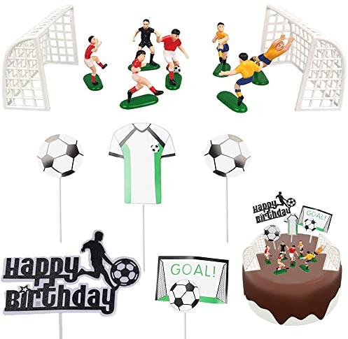 Rebanky 14 Stück Tortendeko Fussball,Fußball Geburtstagstorte Deko Torte Fussball Kuchen Deko Fußball Figuren Deko für Geburtstag Party Dekoration