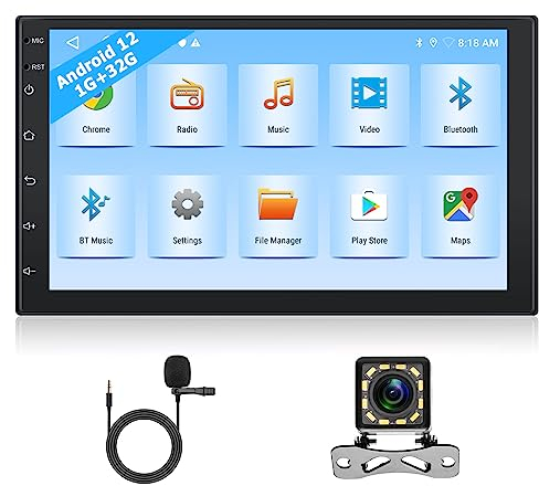 Podofo 2 Din Autoradio 7'' 1080P HD Touchscreen Doppio Din Radio Android, 1+32G Car Stereo Radio con Bluetooth/Navigazione GPS/WiFi/FM/EQ/Doppio USB+Telecamera di Backup AHD e Microfono