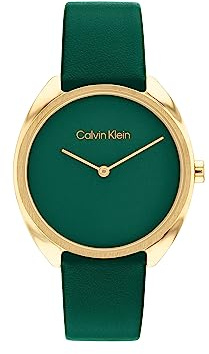 Calvin Klein Analog Quarzuhr für Damen Kollektion CK Adorn mit Edelstahl- oder Lederarmband