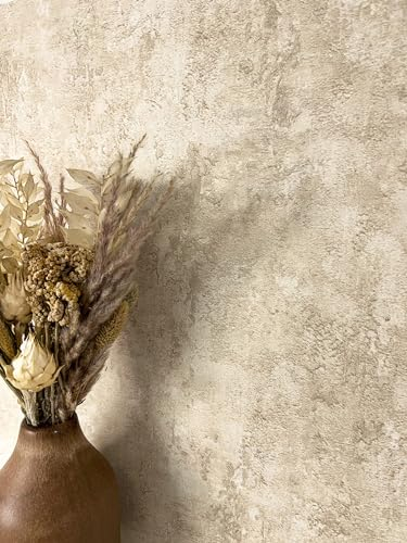 NEWROOM Papier peint Beige Béton Intissé - Moderne Crème Enduit Lave Industriel