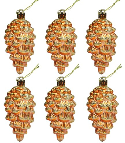 YYCRAFT Weihnachtsbaum-Tannenzapfen, hängende Tannenzapfen, 8,9 cm, für Weihnachtsbaumdekoration, hängende Tannenzapfenform, Weihnachtsdekoration, 8 Stück, Orange
