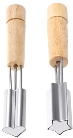 Pretyzoom Ausstechformen Set Edelstahl mit Holzgriff Stern Herz Ausstecher für Kekse Gemüse Obst Brot Plätzchen DIY Backen Kinder Küche