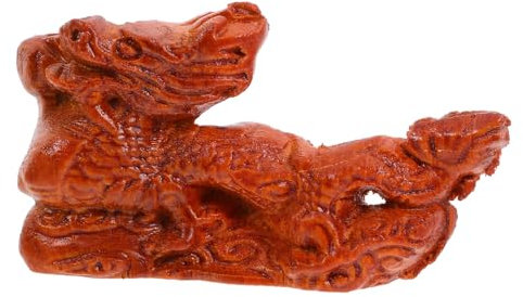 MAGICLULU Chinesische Sternzeichen-Drachen-Ornamente Aus Holz – Kastanienbraunes Drachendekor Elegante Tischfigur