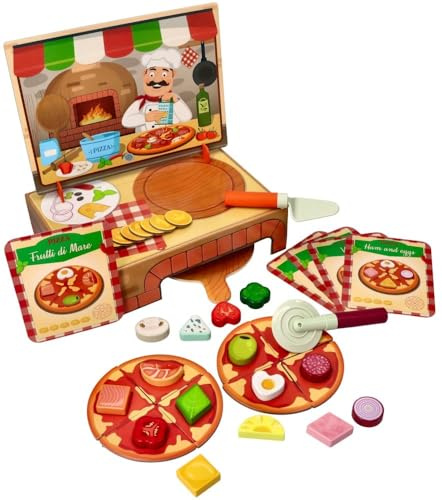 Woody Motorikspiel Pizza - Pizzabäcker. Belege die Pizzen richtig. 44 TLG.