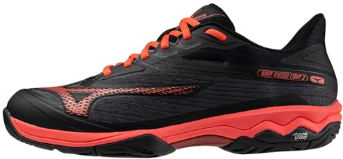 Mizuno Wave Exceed Light 2 AC Men's Tennis Shoe | All Court Shoe | Black-Radiant Red | US 7.5