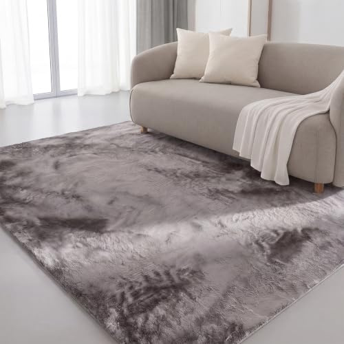 Interiyou Fargo - Teppich Wohnzimmer 200x290 cm Grau - Kurzflor Waschbar und rutschfest - Flauschiger Fellteppich aus Kunstfell - weicher Langflor Fell