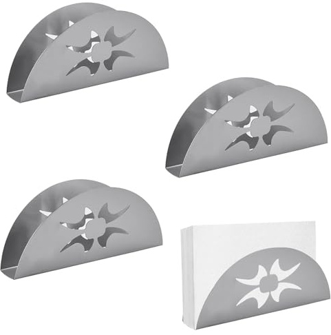 Serviettenhalter, 4 Stück Stainless Steel Napkin Holder, Serviettenspender, Metall Serviettenspender, Retro Überbacken Silber, für Tischdekoration in Restaurant, Café, Hotel oder Küche