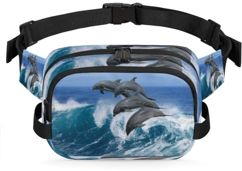 Delphin Ocean Gürteltasche für Damen, Herren, Mädchen, Jungen, Kinder, Delfin, Bauchtasche, Laufen, Sport, Wandern, Geldbörse, Gürteltasche, farbe, XL, Taschen-Organizer