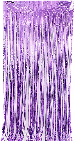 SYSUII Tende con glitter, colore lilla chiaro, 6 pezzi, metallizzate, per feste, compleanni, matrimoni, Halloween, 1 m x 2 m