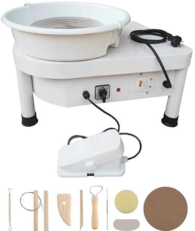 350W elektrisk keramikmaskin, keramisk formningsmaskin med löstagbar handfat, gör-det-själv-lera-kit, lermodelleringsmaskin med skivspelare i aluminiumlegering, fotpedal, för keramikstudio