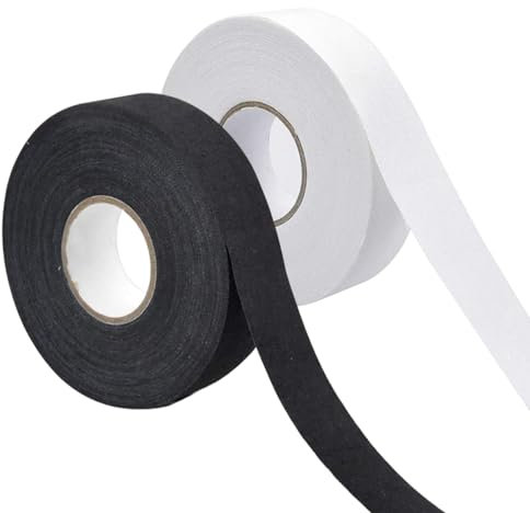 Jortmrd 2 Rollen Hockey Tape 25m x 25mm Selbstklebendes Eishockey Tape Rutschfestes Eishockey Schläger Tape, Schlägertape Hockey Grip Tape für Eishockeyschläger Tennisschläger Badminton Schwarz Weiß