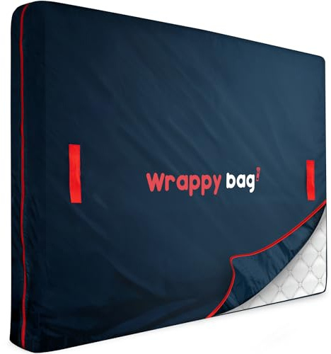WRAPPYBAG – Skyddsöverdrag i Oxfordpolyester för Madrass – Förvaringspåse med 4 Bärhandtag – för Flytt, Förvaring & Transport - 160 x 200 cm | Oxford polyester ogenomskinlig med öppning på 3 sidor – för madrasser upp till 30 cm, återanvändbar