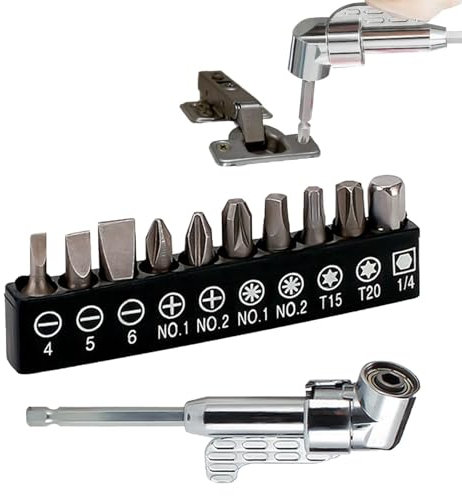 Trapano ad angolo retto, trapano senza fili, trapano senza fili, set di cacciaviti ad angolo retto 105°, accessori per trapano, utensili elettrici, set di punte multifunzione per viti elicoidali