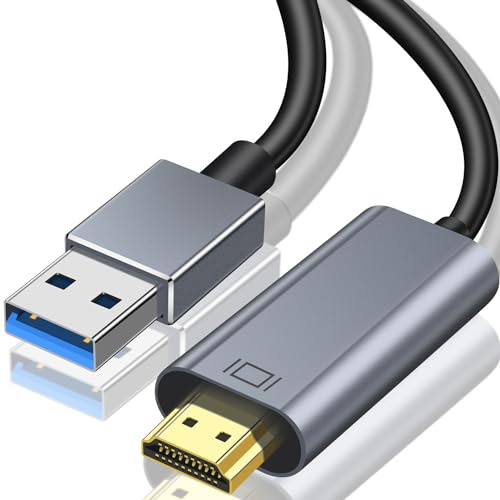 Muchfox USB to HDMI Cable, Built-in Drivers, USB A to HDMI Male Cable HD 1080P Monitor Converter Cord with Audio for Desktop, Laptop, Monitor, Projector, HDTV Compatible with Windows 8/10/11-1.8M