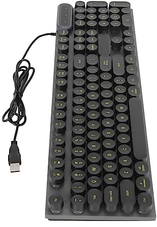 Matybobe Clavier De Jeu USB Rond 104 Touches Rétro-Éclairé Clavier Filaire Ergonomique Étanche pour Ordinateur Portable De Bureau PC De Jeu (Noir Punk)