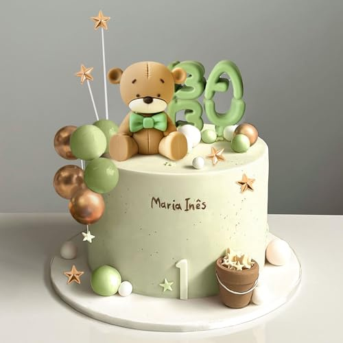 Sage Green Baby Dusche Kuchen Dekoration Teddybär Kuchen Topper Geschlecht | Sage Green Baby Dusche Kuchen Dekoration Teddybär Kuchen Topper Geschlecht Enthüllen Kuchen Dekoration Bär Baby Dusche Party