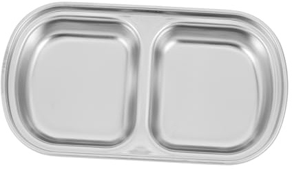 TOYANDONA Plato Metálico Para Mojar Salsas y Condimentos Diseño Elegante y Dividido Adecuado Para Cocina Restaurante y Hotel