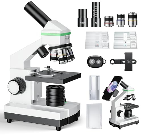 Microscopio 100X-3000X per bambini e adulti, microscopi biologici professionali per studenti, scuole, laboratori e case, accessori completi per principianti