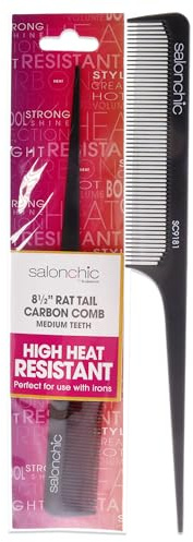 Rat Tail Carbon Comb High Heat Resistant 8.5 - Medium Teeth by SalonChic for Unisex - 1 Pc Comb