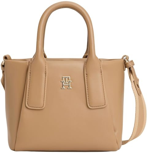 Tommy Hilfiger Donna Borsa Tote Bag Essential Mini con Tracolla Rimovibile, Beige (Safari Canvas), Taglia Unica